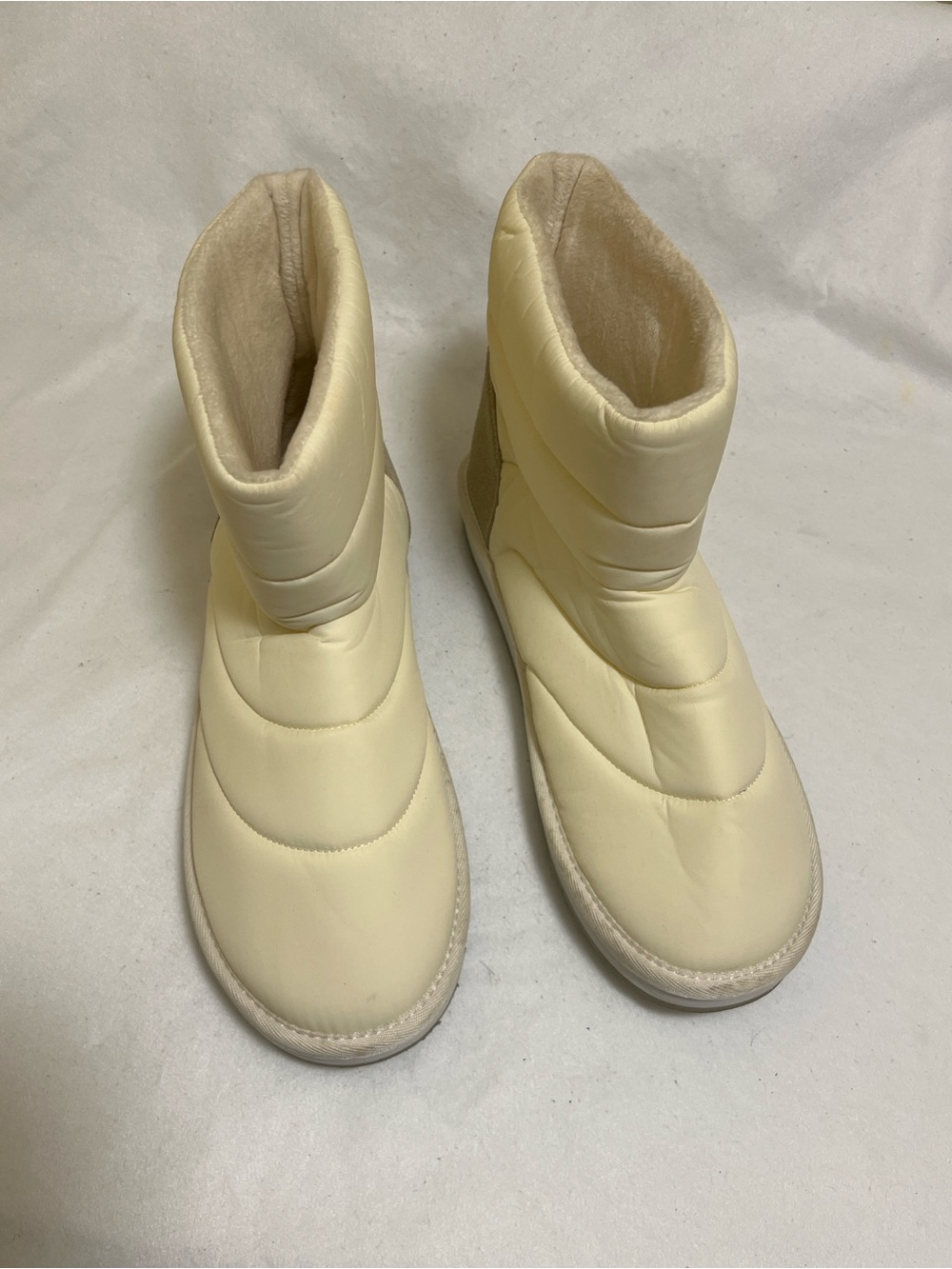 Lands' End Cream Puffer Ankle Boots - Insulated Slip-On Winter Boots